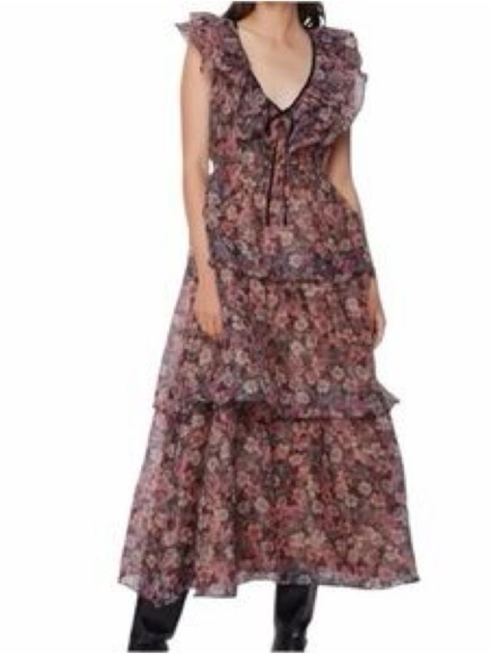 Lost + Wander Botanique Floral Ruffle Tiered Midi Dress M EUC